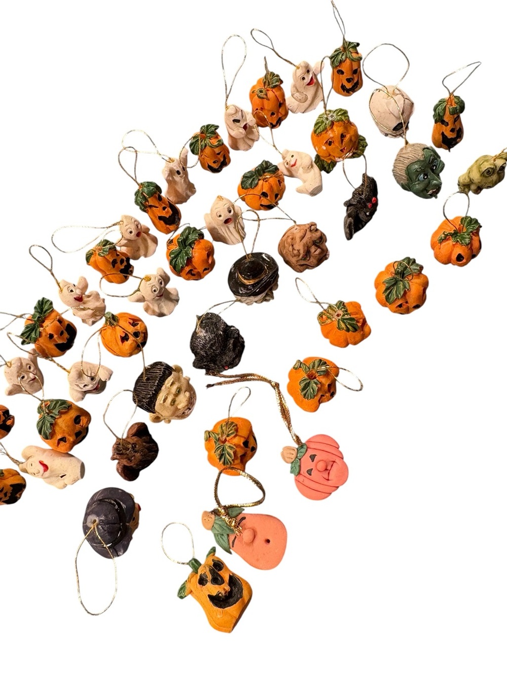 Halloween Vintage 40+ Miniature Ornaments Pumpkins Ghosts Monsters Witches Bats